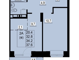 Продается 2-комнатная квартира ЖК Зеленые кварталы, 4 очередь, 34.2 м², 6498000 рублей