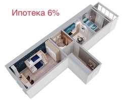 Продается 2-комнатная квартира ЖК Взлетка, блок-секция 1, 50.5  м², 5400000 рублей