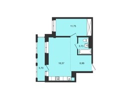 Продается 1-комнатная квартира ЖК Новые кварталы, дом 1, 48.74  м², 4552000 рублей