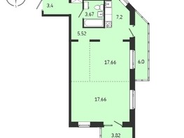 Продается 2-комнатная квартира ЖК Суворов, 64.93  м², 8676400 рублей