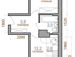 Продается 2-комнатная квартира ЖК Первый Ленинский квартал, дом 3, 43.4  м², 4882500 рублей
