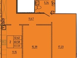 Продается 2-комнатная квартира ЖК Лето, дом 2, 60.58  м², 6482060 рублей