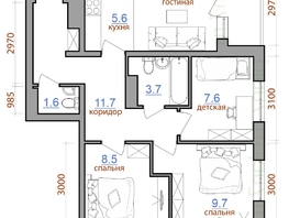 Продается 4-комнатная квартира ЖК Первый Ленинский квартал, дом 1, 64.8  м², 6910250 рублей