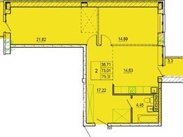 Продается 2-комнатная квартира ЖК Лето, дом 2, 79.7  м², 9205350 рублей