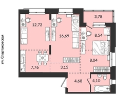 Продается 3-комнатная квартира ЖК Источник, дом 6, 69.46  м², 8314362 рублей