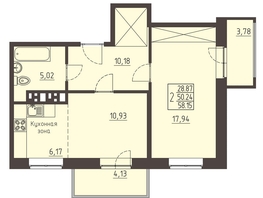 Продается 2-комнатная квартира ЖК Очаг, блок-секция 8, 58  м², 9750000 рублей