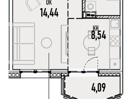 Продается 1-комнатная квартира ЖК Аквамарин, дом 1, 39.3 м², 8213700 рублей