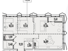 Продается 3-комнатная квартира ЖК Аквамарин, дом 1, 78.06 м², 15299760 рублей