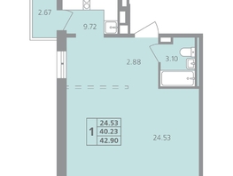 Продается 1-комнатная квартира ЖК Радужный мкр, дом 11-4, 42.9 м², 6649500 рублей