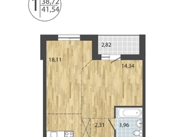 Продается 1-комнатная квартира ЖК ЛЕРМОНТОВ ПАРК, дом 1, 41.54  м², 7090878 рублей