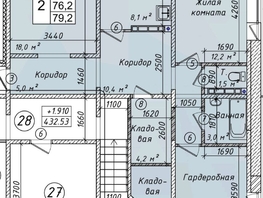 Продается 3-комнатная квартира 7 мкр, 79.2 м², 5700000 рублей