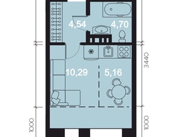 Продается 1-комнатная квартира ЖК RIVERANG (РиверАнг), 29.17  м², 9289896 рублей