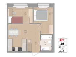 Продается 2-комнатная квартира ЖК Квартал Стрижи, 3 очередь, дом 2, 39.6  м², 9998000 рублей