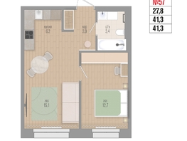 Продается 2-комнатная квартира ЖК Квартал Стрижи, 3 очередь, дом 2, 43.3  м²,  рублей