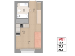 Продается 1-комнатная квартира ЖК Квартал Стрижи, 3 очередь, дом 1, 25.6  м², 7190000 рублей