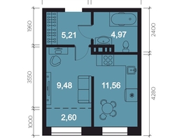Продается 1-комнатная квартира ЖК RIVERANG (РиверАнг), 33.82  м², 9835866 рублей