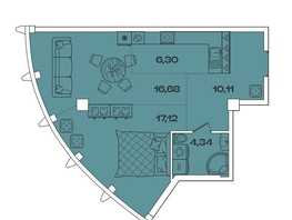 Продается 1-комнатная квартира ЖК Звезды, дом 3, 54.55  м&sup2;, 14683000 рублей