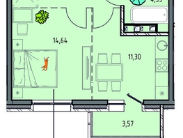 Продается 1-комнатная квартира ЖК Лотос, 1 этап, 41.19  м&sup2;, 7800000 рублей