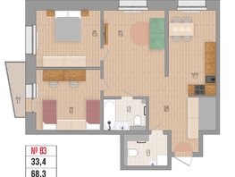 Продается 3-комнатная квартира ЖК Квартал Стрижи, 2 очередь, 71  м&sup2;, 13348000 рублей