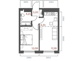 Продается 1-комнатная квартира ЖК Салют, 37.46  м&sup2;, 8456595 рублей