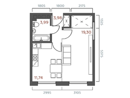 Продается 1-комнатная квартира ЖК Салют, 39.01  м&sup2;, 8231110 рублей