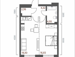 Продается 1-комнатная квартира ЖК Салют, 47.58  м&sup2;, 9542169 рублей