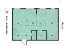Продается 3-комнатная квартира ЖК Затон, блок-секция 2, 64.4  м&sup2;, 8816360 рублей