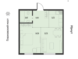 Продается 2-комнатная квартира ЖК Затон, блок-секция 2, 44.7  м&sup2;, 7375500 рублей