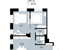 Продается 2-комнатная квартира ЖК ВЕКТОР премиум-квартал, дом 1, 67.14  м&sup2;, 18842000 рублей