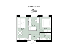 Продается 2-комнатная квартира ЖК ВЕКТОР премиум-квартал, дом 2, 63.67  м&sup2;, 19384000 рублей