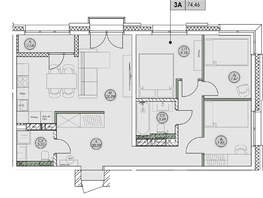 Продается 3-комнатная квартира ЖК Аквамарин, дом 2, 74.46  м&sup2;, 15636600 рублей