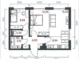 Продается 2-комнатная квартира ЖК Салют, 53.54  м&sup2;, 10654460 рублей