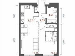 Продается 1-комнатная квартира ЖК Салют, 48.18  м&sup2;, 9539640 рублей