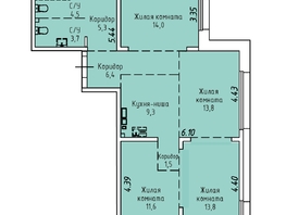 Продается 4-комнатная квартира ЖК Стрижи Сити, блок-секции 8,9, 83.9  м&sup2;, 18800000 рублей