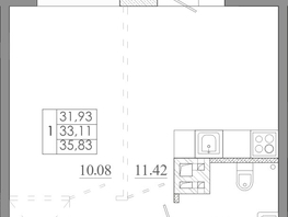 Продается 1-комнатная квартира ЖК Мега, дом 7, 35.83  м&sup2;, 4299600 рублей