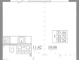 Продается 1-комнатная квартира ЖК Мега, дом 5, 35.26  м&sup2;, 4231200 рублей