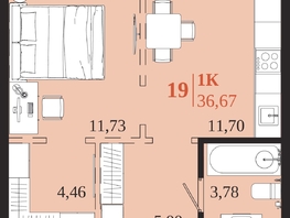 Продается 1-комнатная квартира ЖК 1661, 36.67  м&sup2;, 7884050 рублей