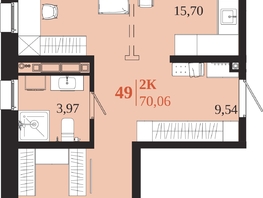 Продается 2-комнатная квартира ЖК 1661, 70.06  м&sup2;, 13976970 рублей