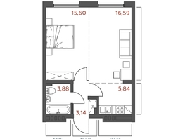 Продается 1-комнатная квартира ЖК Салют, 45.05  м&sup2;, 9235250 рублей