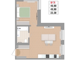 Продается 2-комнатная квартира ЖК Стрижи Сити, блок-секции 6,7, 46.9  м&sup2;,  рублей