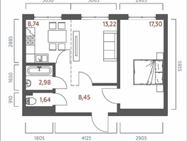Продается 2-комнатная квартира ЖК Салют, 52.33  м&sup2;, 12330047 рублей