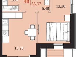 Продается 1-комнатная квартира ЖК 1661, 55.37  м&sup2;, 9803612 рублей