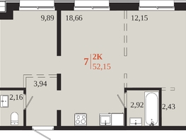 Продается 2-комнатная квартира ЖК 1661, 52.15  м&sup2;, 10247475 рублей