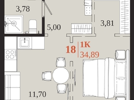 Продается 1-комнатная квартира ЖК 1661, 34.89  м&sup2;, 7501350 рублей