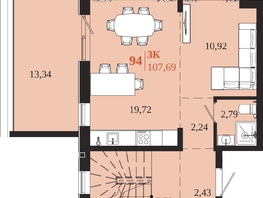 Продается 3-комнатная квартира ЖК 1661, 107.69  м&sup2;, 24143780 рублей