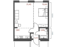 Продается 1-комнатная квартира ЖК Салют, 51.87  м&sup2;, 10270260 рублей