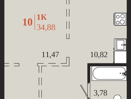 Продается 1-комнатная квартира ЖК 1661, 34.88  м&sup2;, 6801600 рублей