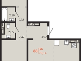 Продается 3-комнатная квартира ЖК 1661, 79.14  м&sup2;, 15022920 рублей