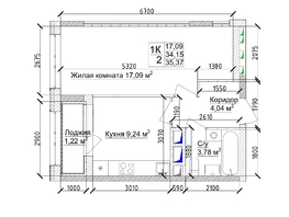 Продается 1-комнатная квартира ЖК 7 высот, дом 6а, 36.12  м², 4623360 рублей