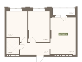 Продается 2-комнатная квартира ЖК НОВА на Московском, 49.78  м&sup2;, 8492468 рублей
